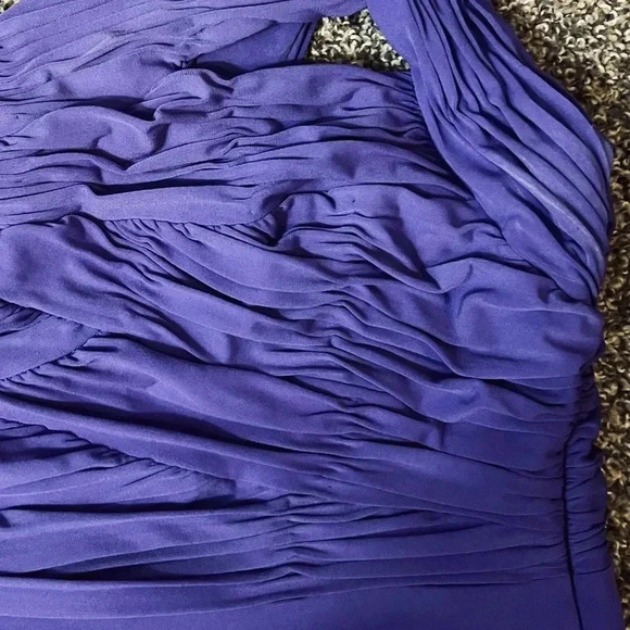 GIANNI BINI SMOCKED PURPLE SEMI FORMAL MIDI DRESS STRAPLESS SIZE LARGE - Picture 8 of 8